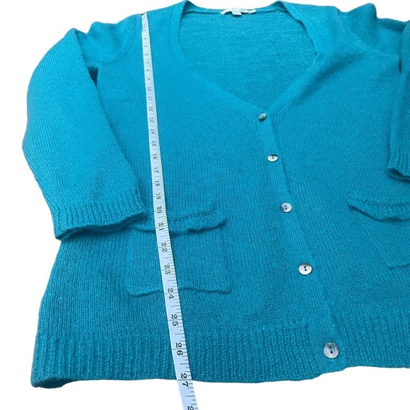 Boden Teal Mohair Blend  Knit V-Neck Cardigan Sweater - US Women's Size 10 - Picture 7 of 14